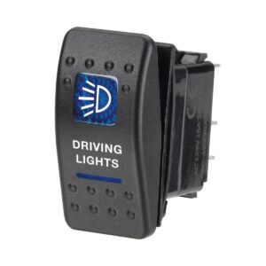 Narva 63132BL 12 Volt Illuminated Off/On Sealed Rocker Switch with "Driving Lights" Symbol (Blue)
